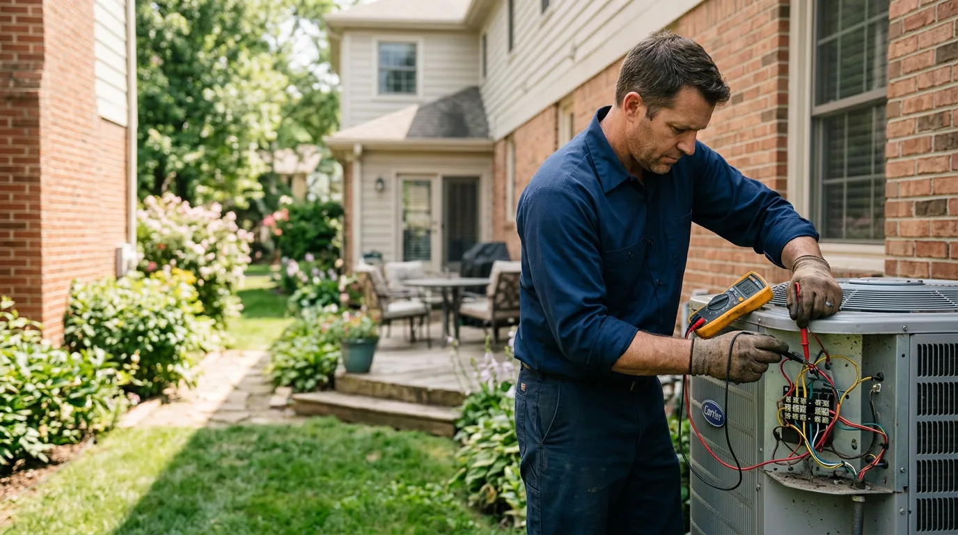HVAC technician working near Paris Crossing, IN